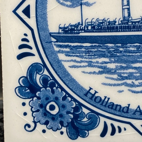 2 Pc HOLLAND AMERICA Porcelain Drink Coasters ss Noordam I, ss Zaandam I - Picture 10 of 11